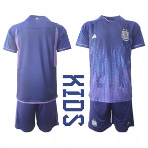 Maillot de foot Argentine Extérieur enfant Monde 2022 Manches Courte (+ pantalon court)